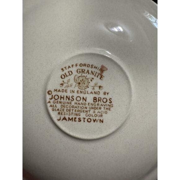 6 Johnson Bros. Old Granite Brown Jamestown Cups & Saucers Staffordshire READ - Picture 4 of 4